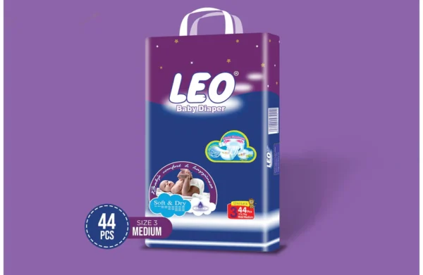 Leo Plus Baby Diaper Size Medium  03 (44 Pieces )